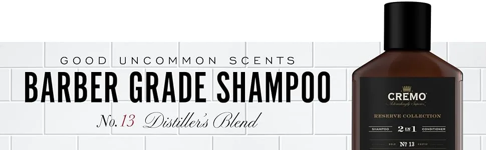 Cremo Distillers Blend Reserve Collection Barber Grade 2-in-1 Shampoo & Conditioner, 16 Oz (2-Pack) - Barber Grade Shampoo Banner