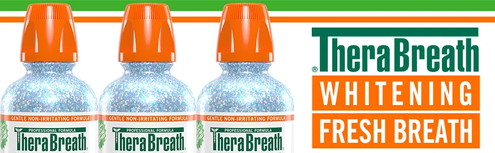 TheraBreath Whitening Fresh Breath Oral Rinse, Dazzling Mint, 16 Ounce (Pack of 2) - TheraBreath