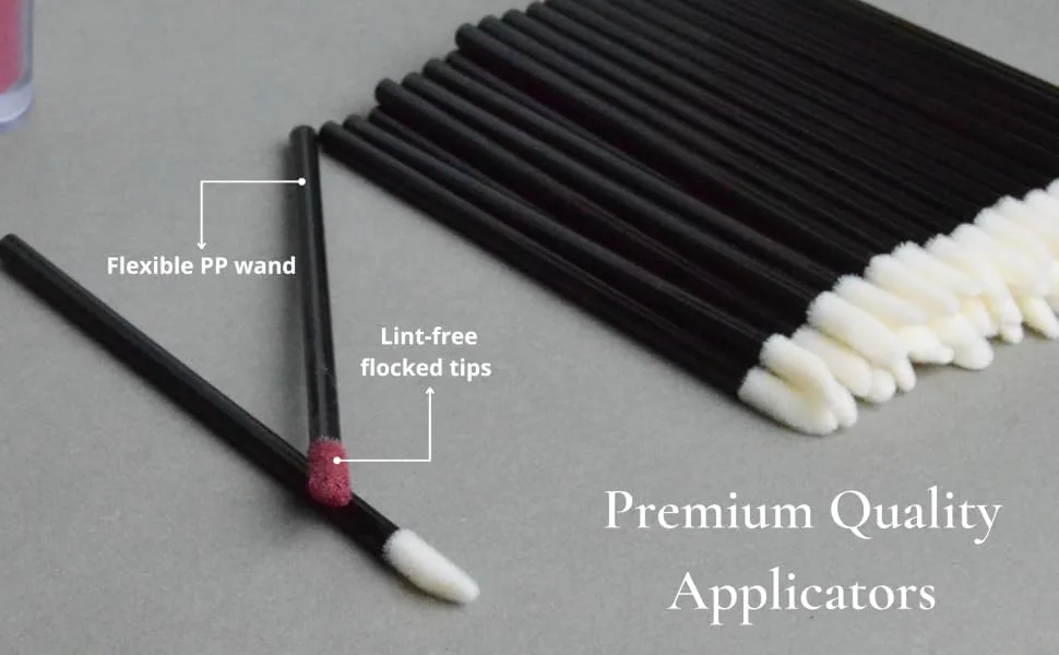 Stelone 200 Disposable Lip Brushes, Lipstick & Lip Gloss Applicators Lint Free Lip Wands for Makeup Black 200 Count (Pack of 1) - Premium Quality