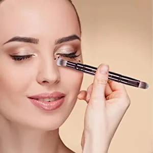 MOGILAN Dual Concealer Brush Under Eye Makeup Brushes for EyeShadow Powder Liquid Cream Concealer Blending Retractable with Cap Dual Ended Concealer Brush - concealer brush