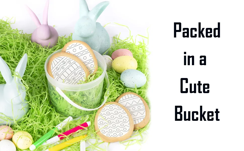 Easter Egg Cookie Decorating Kit Basket Gift For Kids Activity | 4 Jumbo Egg Coloring Cookies + 3 Edible Markers | Coloring Arts and Craft project Easter 1 - fresh cookies easter paint your own decorate kit