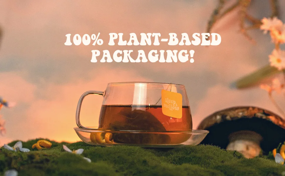 steep & mellow Tea with Adaptogenic Mushrooms | Functional mushroom tea | 14 count | 100% Compostable Packaging (Green Tea) - Tea, packaging, plant-based