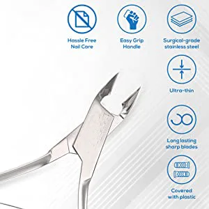 Blazco Cuticle Trimmer, Professional Stainless Steel Cuticle Remover Nippers Cutter Tool Sets Pack of 1 Silver - product information 5