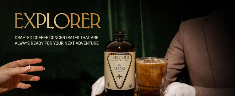 Explorer Cold Brew Coffee Concentrate | Organic RegularCaf | Gluten Free Instant Liquid Mix | Iced or Hot | 16 oz Makes 10 Cups | Regular Caffeine (100 mg/oz) Reg Caf (100mg/oz) - explorer cold brew