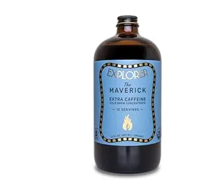 Explorer Cold Brew Coffee Concentrate | Organic RegularCaf | Gluten Free Instant Liquid Mix | Iced or Hot | 16 oz Makes 10 Cups | Regular Caffeine (100 mg/oz) Reg Caf (100mg/oz) - explorer the maverick cold brew concentrate