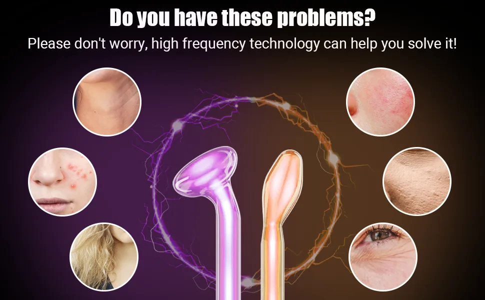 High Frequency Facial Wand - UUPAS Portable High Frequency Facial Machine with 6 Pcs Different Tubes(Orange & Purple) - product information 12