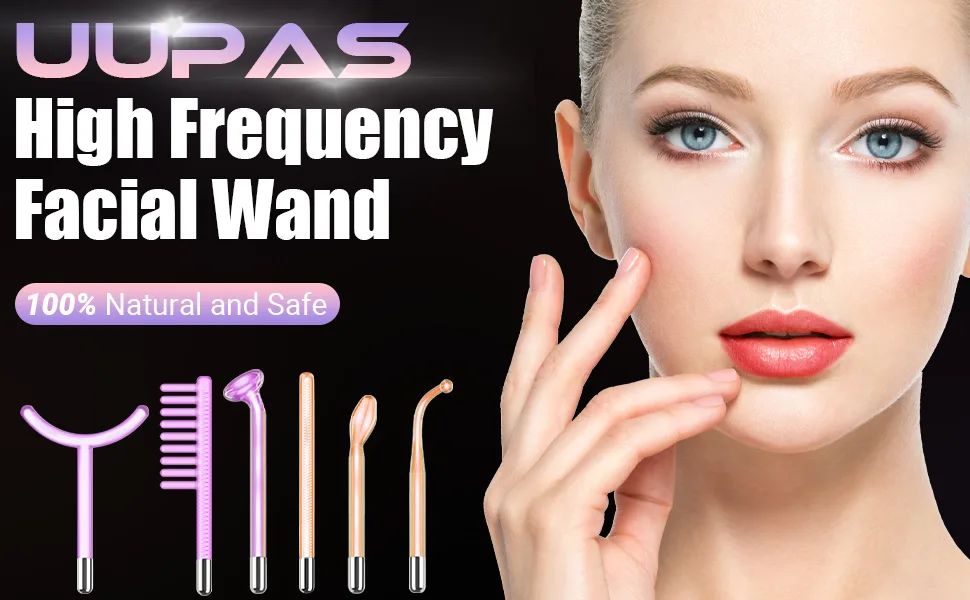 High Frequency Facial Wand - UUPAS Portable High Frequency Facial Machine with 6 Pcs Different Tubes(Orange & Purple) - product information 8