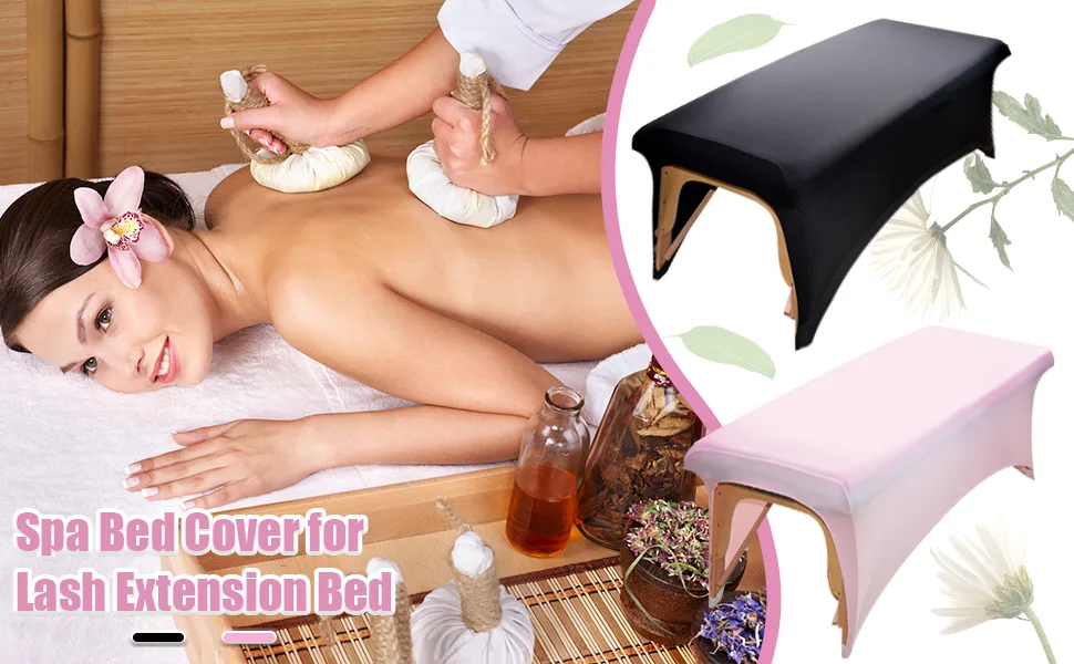 Stretchy Lash Bed Cover for Lash Extension Bed, Protective Spa Treatment Sheet Set for Lash Bed Topper or Massage Bed (Black) - massage table cover