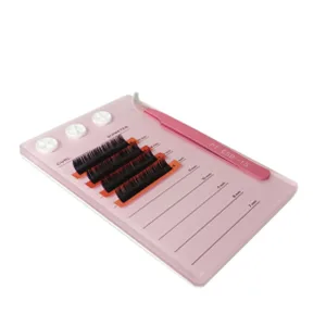 Acrylic Eyelash Extension Eye Lash Pallet Tool, Grafting False Eyelash Organizer Extension Pad Lash Tray Gasket Adhesive Glue Holder (Pink with Scale) - Acrylic Eyelash Extension Eye Lash Pallet