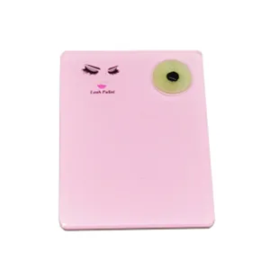 Acrylic Eyelash Extension Eye Lash Pallet Tool, Grafting False Eyelash Organizer Extension Pad Lash Tray Gasket Adhesive Glue Holder (Pink with Scale) - Eyelash Jade Console Round Jade Stone Organizer