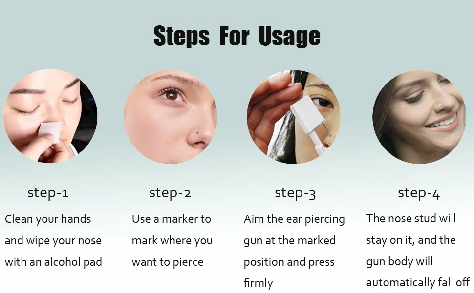 2 Pcs Nose Piercing Kit - Disposable Sterile Home Self Nose Piercing Gun, Safe Painless Nose Stud Piercing Kit Tool with 2mm Stainless Steel Nose Pin (White Crystal) - nose piercing kit