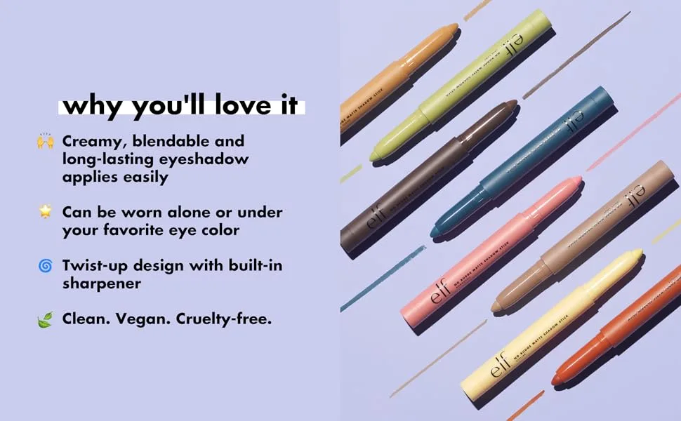 e.l.f. No Budge Matte Shadow Stick, One-Swipe Cream Eyeshadow Stick, Long-Wear & Crease Resistant, Matte Finish, Trift Shop - No Budge Matte Shadow Stick