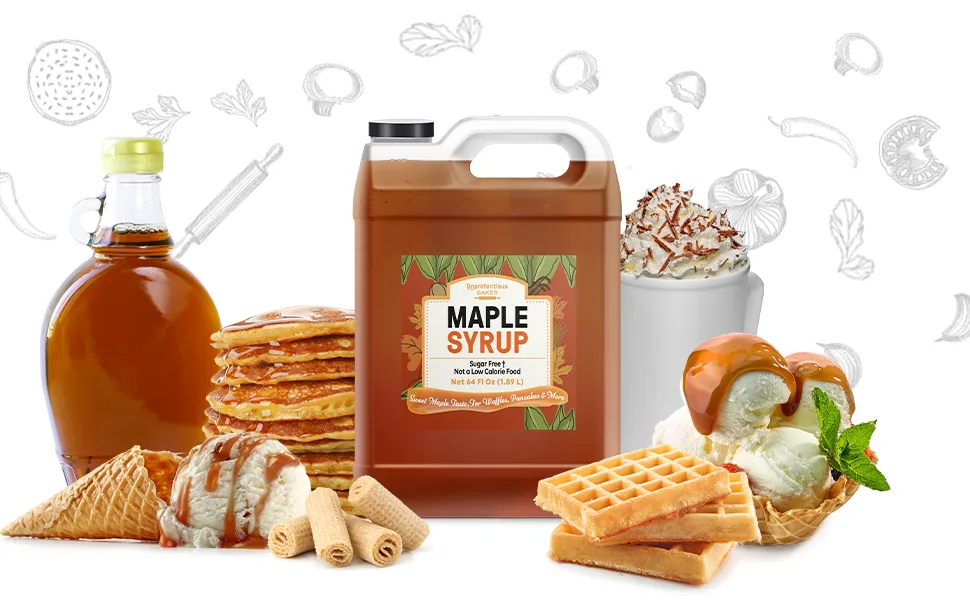 Sugar Free Maple Syrup By Unpretentious Baker, 1/2 Gallon (64 Fl Oz) Pancakes, French Toast, Waffles 64 Fluid Ounces - product information 2