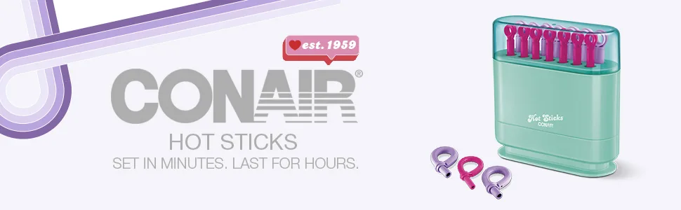 Conair HOT STICKS, Silicone Hot Roller Set with 7 Small and 7 Medium Rollers, No Clips Needed - Conair Hot Sticks. Silicone Hot Roller Set with 7 Small and 7 Medium Rollers, No Clips Needed