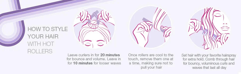 Conair HOT STICKS, Silicone Hot Roller Set with 7 Small and 7 Medium Rollers, No Clips Needed - Leave rollers in for 20 minutes for bounce & volume or 10 minutes for looser curls.