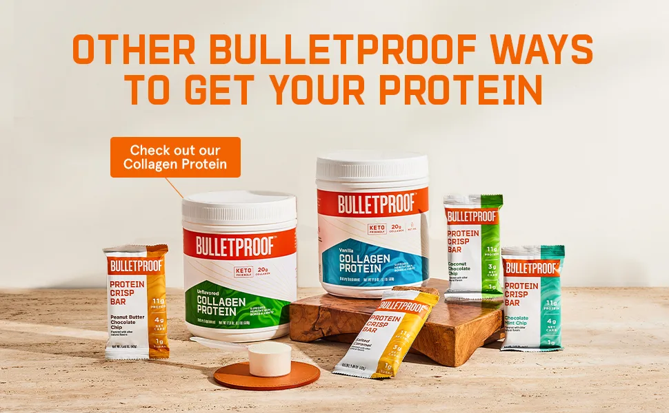 Bulletproof Protein Crisp Bars, Peanut Butter Chocolate Chip, 12 Pack, High Protein, Low Sugar - Other Bulletproof ways to get your protein