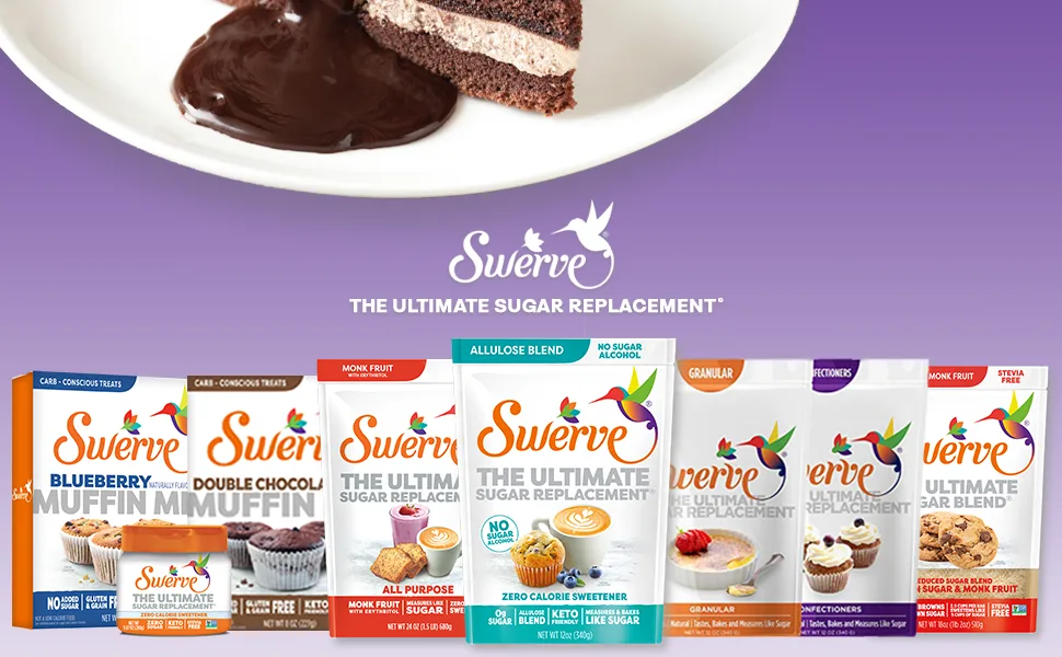 Swerve Organic Monk Fruit All-Purpose Granular Sugar Replacement Sweetener, 8 Ounce Bag (Pack of 2) - Swerve