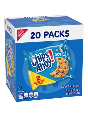 CHIPS AHOY! Original Chocolate Chip Cookies, 20 Snack Packs (2 cookies per pack) - image
