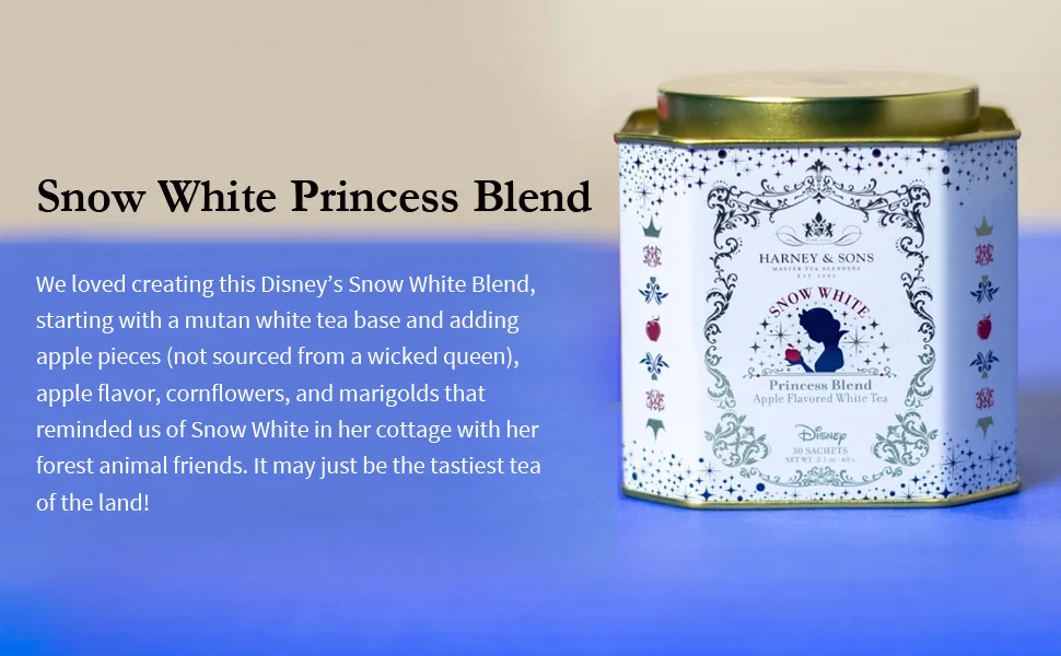Harney & Sons Snow White Blend, Disney | 30 sachets Apple Flavored White Tea - Snow White Princess Blend