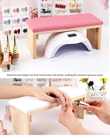 yisinuoo Arm Rest for Nails, Professional Microfiber Leather Nail Arm Rest Cushion, Non-Slip Solid Wood Manicure Hand Rest Nail Pillow for Nails Tech (White) - HAND REST FOR NAILS