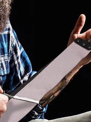 Razor Strop - Barber's Latigo Leather Straight Razor Strop. Dual Strap that will be a Great Addition for Any Straight Razor. PREMIUM LEATHER Strop for Sharpening. (Brown Personalized) - strap 3