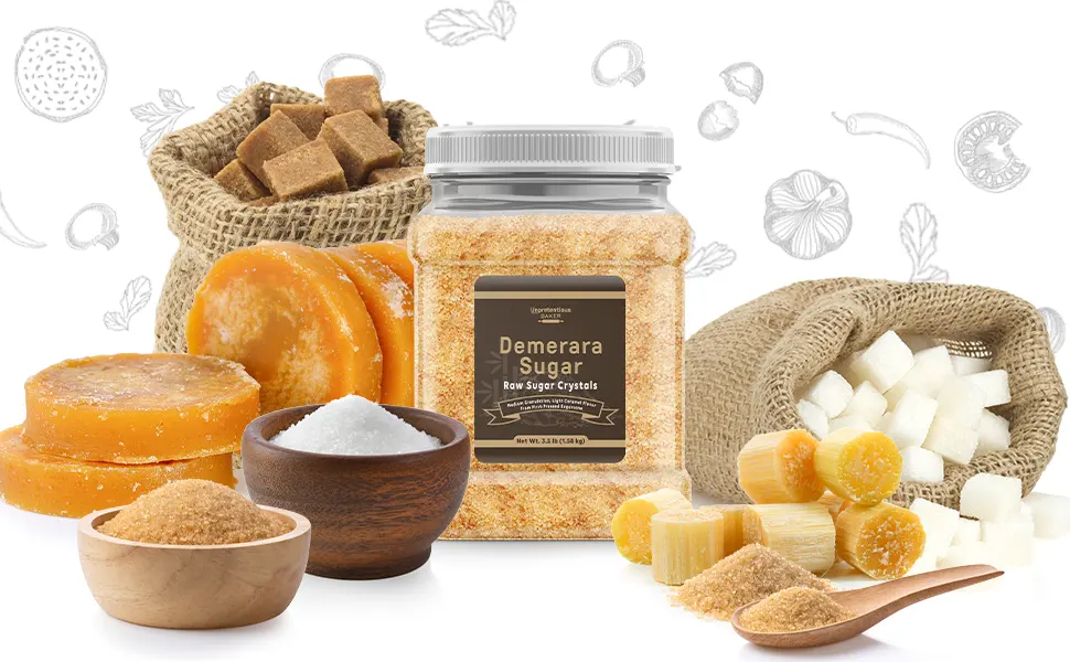 Demerara Sugar By Unpretentious Baker, Raw First-Pressed Sugarcane Crystals For Drinks & Baking (3.5 Pound) - product information 2