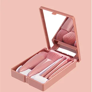 Golbylicc Travel Size Makeup Brushes Set Mini Makeup Brushes, Small Complete Function Cosmetic Brushes Kit with Case and Mirror Perfect for On The Go, 5PC (Mini Pink) Mini, Pink - Easy-taken Mini Makeup Brush Set with Case and Mirror