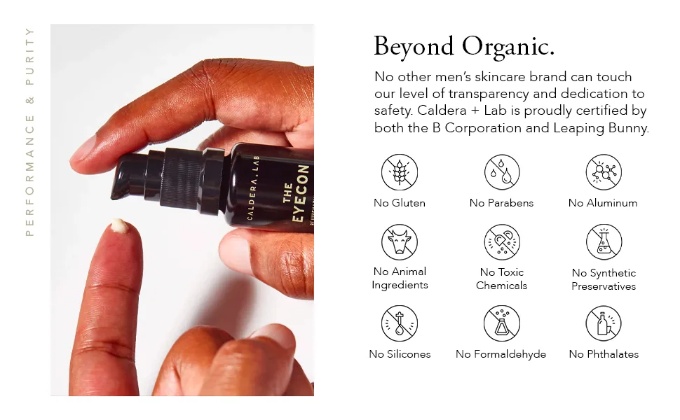 Caldera + Lab The Eyecon | Mens Eye Serum formulated for fine lines, dark circles and puffiness. - product information 12