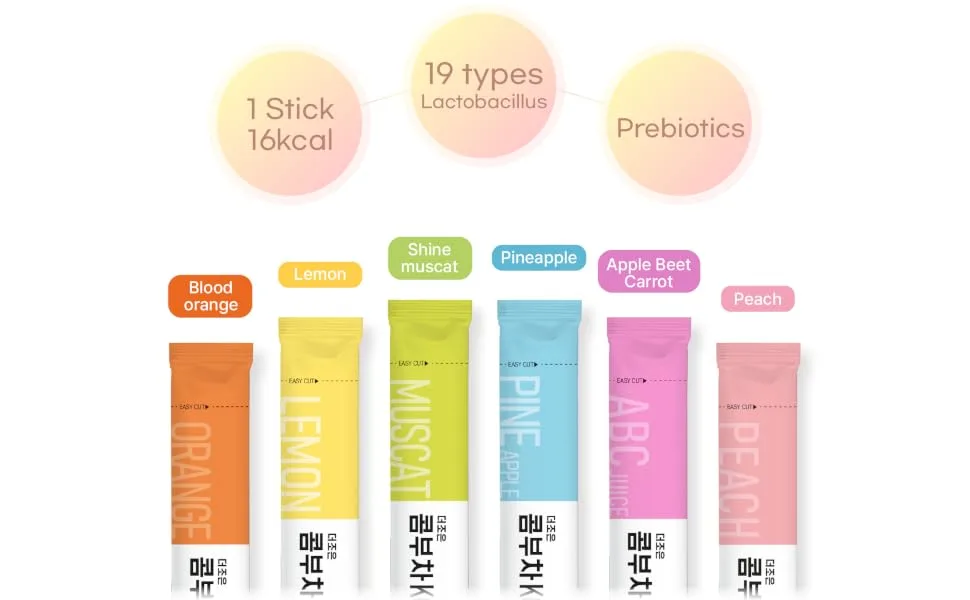 Thezone Kombucha Powdered Peach Flavor, Probiotics and Prebiotics 16kcal Tea, 5g x 30 Stick Packets, (150g/5.29oz)  - kombucha