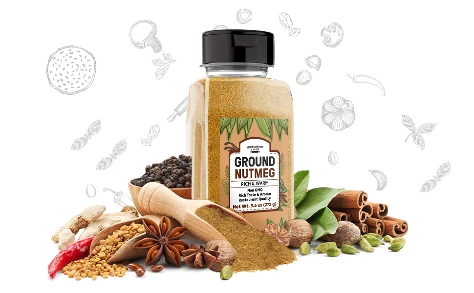 Ground Nutmeg By Unpretentious Baker, 9.6 oz, Rich & Warm, Traditional Spice, Aromatic 9.6 Ounces - product information 2