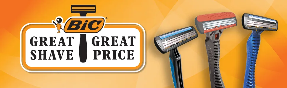 BIC Comfort 3 Hybrid Disposable Razors for Men, 1 Handle and 16 Cartridges With 3 Blades, 17 Piece Razor Kit for Men - BIC value razors banner