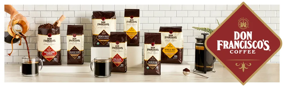 Don Francisco's Kona Blend Whole Bean Coffee (18 oz Bag) Kona Blend 18 Ounce (Pack of 1) - BAG HEADER