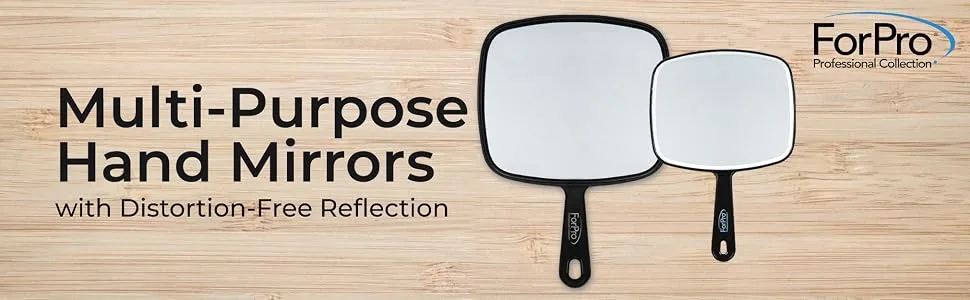 ForPro Premium Hand Mirror, Multi-Purpose Handheld Mirror with Distortion-Free Reflection, Medium, Black, 6.3 W x 9.6 L Medium (Pack of 1) - product information 1