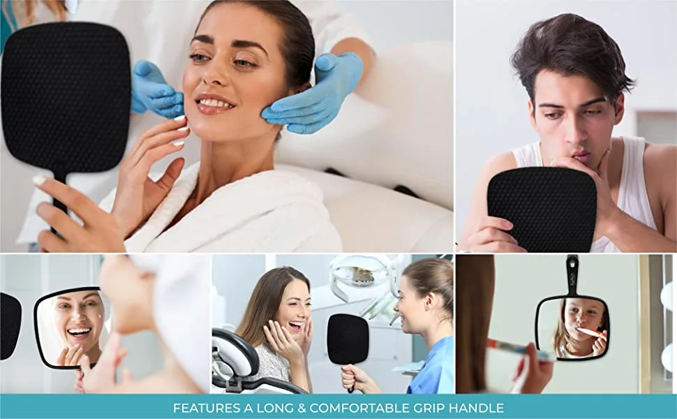 ForPro Premium Hand Mirror, Multi-Purpose Handheld Mirror with Distortion-Free Reflection, Medium, Black, 6.3 W x 9.6 L Medium (Pack of 1) - product information 7