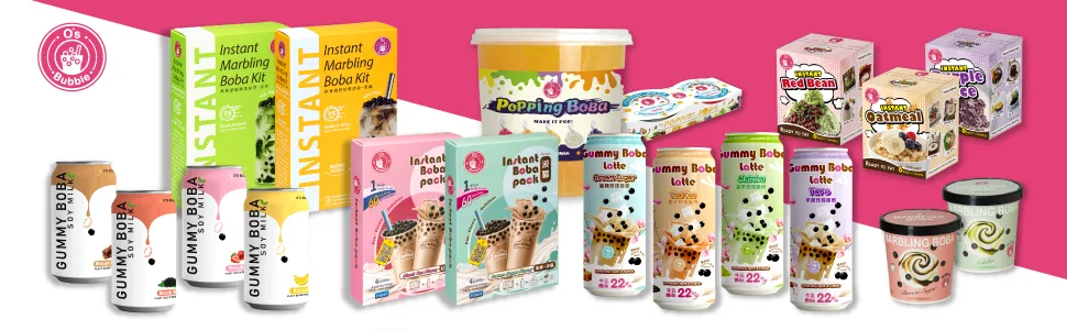 O's bubble boba Tea Kit - Instant Marbling Boba Tea Party Kit - 6 Serving Bubble Tea Kit - Instant bubble Bobba Tea Set (Shelf Stable) - product information 1