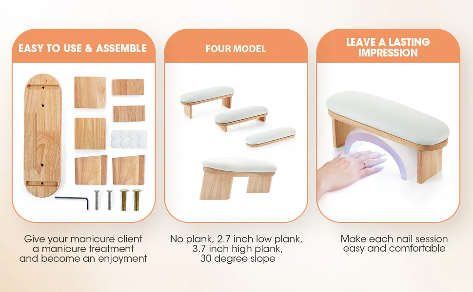 Nail Arm Rest, Professional Adjustable Height Nail Arm Rest Solid Wood with PU Leather Soft High-Density Sponge, Hand Rest for Nails off white1 - hand rest for manicure