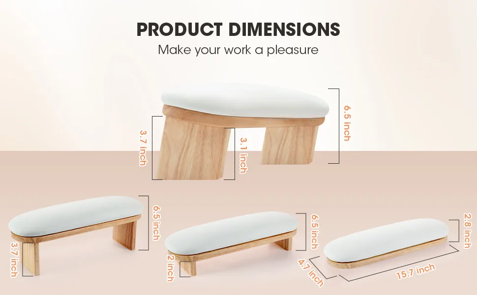 Nail Arm Rest, Professional Adjustable Height Nail Arm Rest Solid Wood with PU Leather Soft High-Density Sponge, Hand Rest for Nails off white1 - nail hand rest
