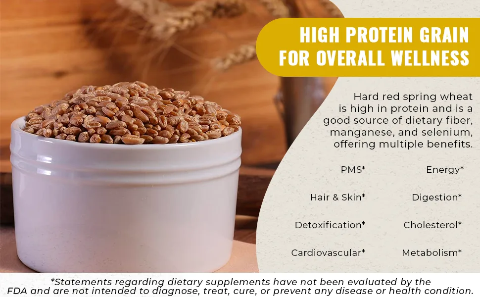 Hard Red Spring Wheat Berries, Non-GMO, Kosher, Raw, Bulk Seeds, Product of the USA (5 lbs) - organic red spring wheat berries