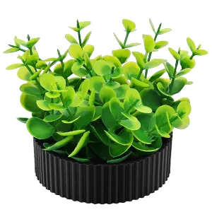 Denture Bath, Invisible Denture Case Designed As Artificial Eucalyptus Potted Plants, Denture Cup With Strainer For Retainer, Mouth Guard & Dentures, Perfect For Home Decoration BLACK - denture case