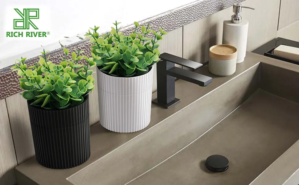 Denture Bath, Invisible Denture Case Designed As Artificial Eucalyptus Potted Plants, Denture Cup With Strainer For Retainer, Mouth Guard & Dentures, Perfect For Home Decoration WHITE - denture bath