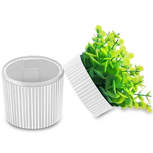 Denture Bath, Invisible Denture Case Designed As Artificial Eucalyptus Potted Plants, Denture Cup With Strainer For Retainer, Mouth Guard & Dentures, Perfect For Home Decoration WHITE - denture bath