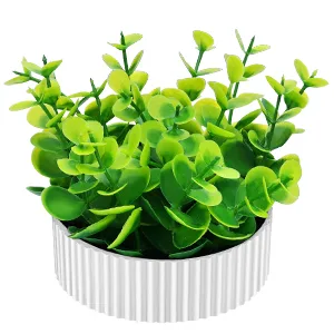 Denture Bath, Invisible Denture Case Designed As Artificial Eucalyptus Potted Plants, Denture Cup With Strainer For Retainer, Mouth Guard & Dentures, Perfect For Home Decoration WHITE - denture bath