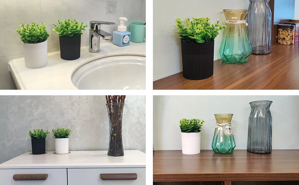 Denture Bath, Invisible Denture Case Designed As Artificial Eucalyptus Potted Plants, Denture Cup With Strainer For Retainer, Mouth Guard & Dentures, Perfect For Home Decoration WHITE - denture bath