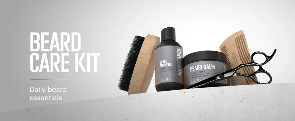 MANSCAPED Beard Care Kit Includes UltraPremium Moisturizing Beard Shampoo & Balm, Soft Brush, Comb & Precision Scissors for Grooming & Trimming Facial Hair - manscaped beard care kit