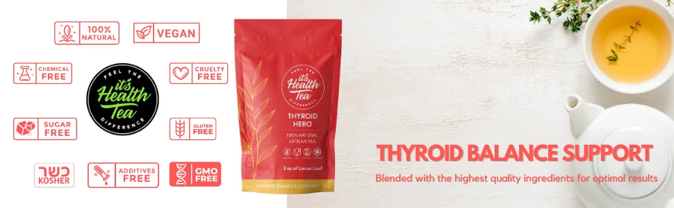 Thyroid Hero for Thyroid Balance Support Herbal Tea with 8 Functional Herbs for Thyroid Health (35 Tea bags Included) - thyroid