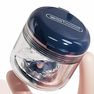 MURRI&MURRDI Retainer Case, Denture Bath Box with Strainer Basket, Mouth Guard Case, Braces Cleaner Cup, Cute Denture Holder Storage Soak Container for Travel Cleaning (Dark Blue) - MURRI&MURRDI Retainer Case