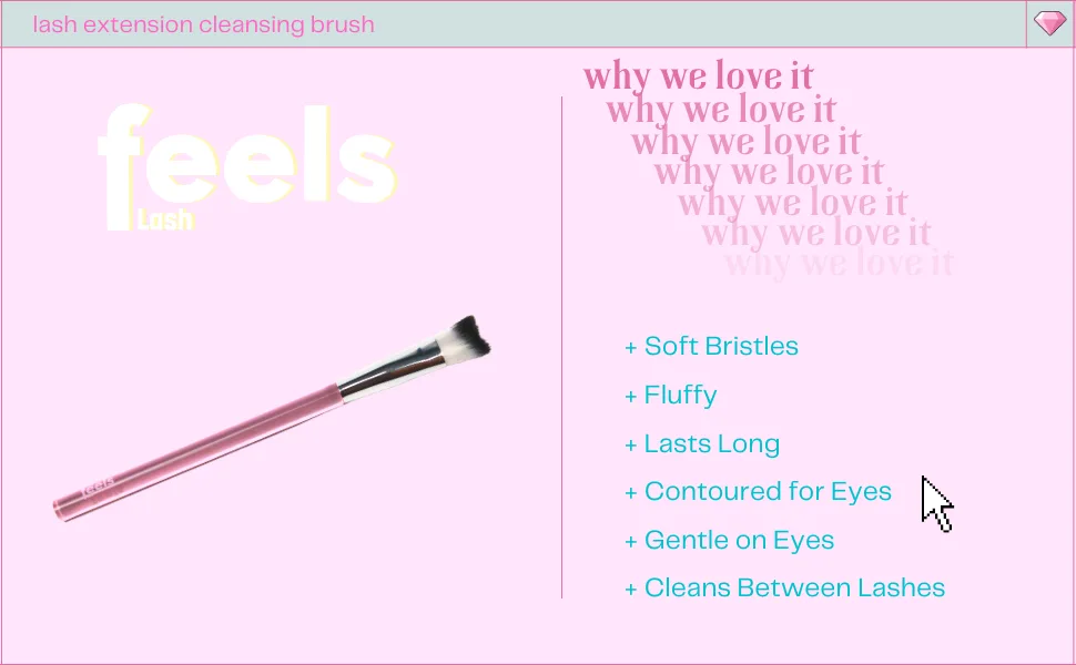 Feels Lash Cleaning Brush Eyelash Extensions Shampoo Brush Soft Curved Fluffy Cleansing Single (1 Pack) - Feels lash extension cleansing brush