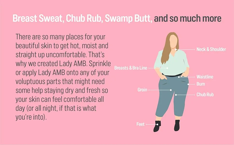 Anti Monkey Butt Lady AMB 8oz 2 Pack - Breast Sweat, Chub Rub, Swamp Butt
