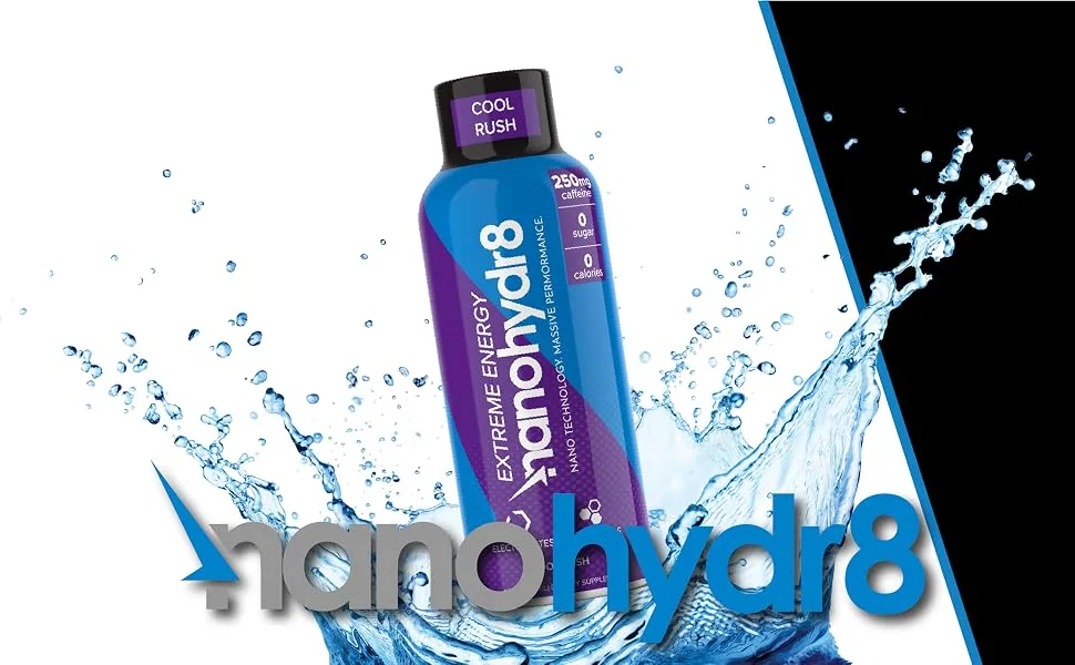 Nanohydr8 Workout Energy Drink with Nanotechnology for Fast Hydration and Electrolyte Recovery 32oz Cool Rush Grape Concentrate - hydration electrolytes pre work out