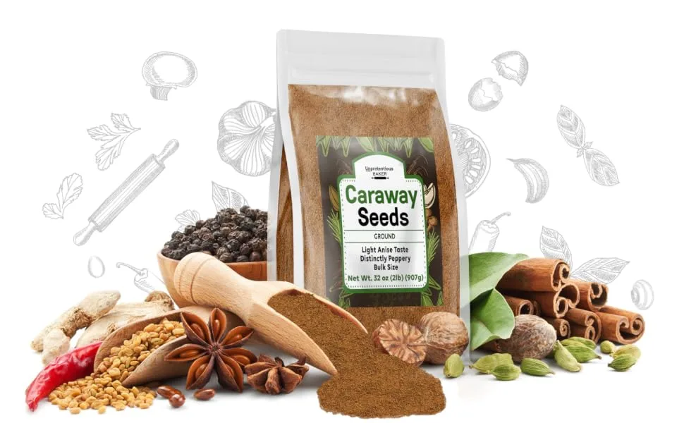 Ground Caraway Seeds By Unpretentious Baker, 2 lb, Highly Aromatic, Mild Anise Flavor 2 Pounds - product information 2